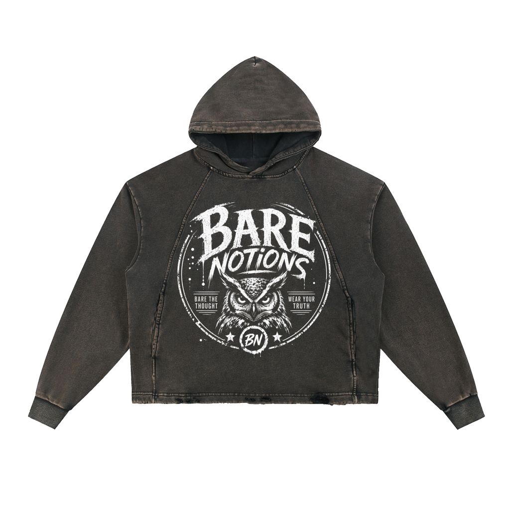 Vintage Washed Frayed-Hem Hoodie