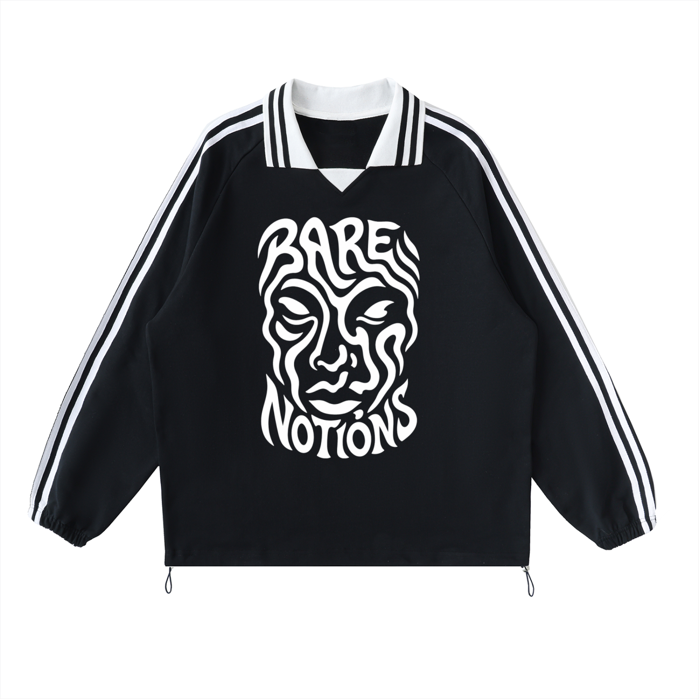 Contrast Striped Lapel Collar Sweatshirt