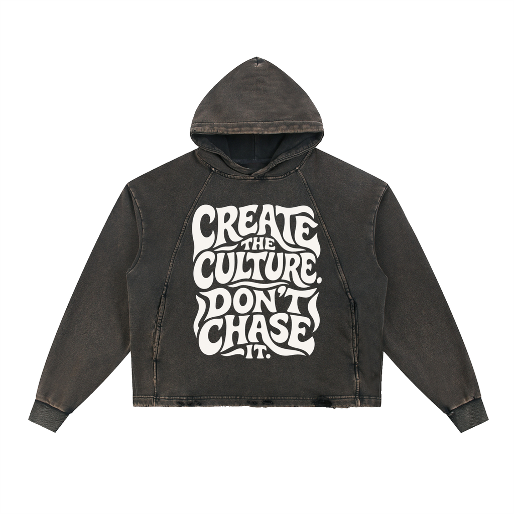 Vintage Washed Frayed-Hem Hoodie